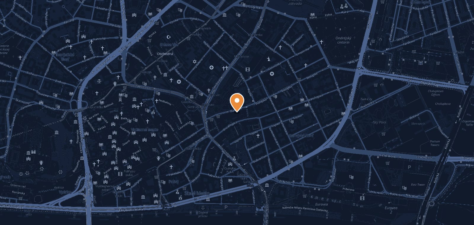 Map of the Everlution office, Dunajská 12, Bratislava — open in Google Maps